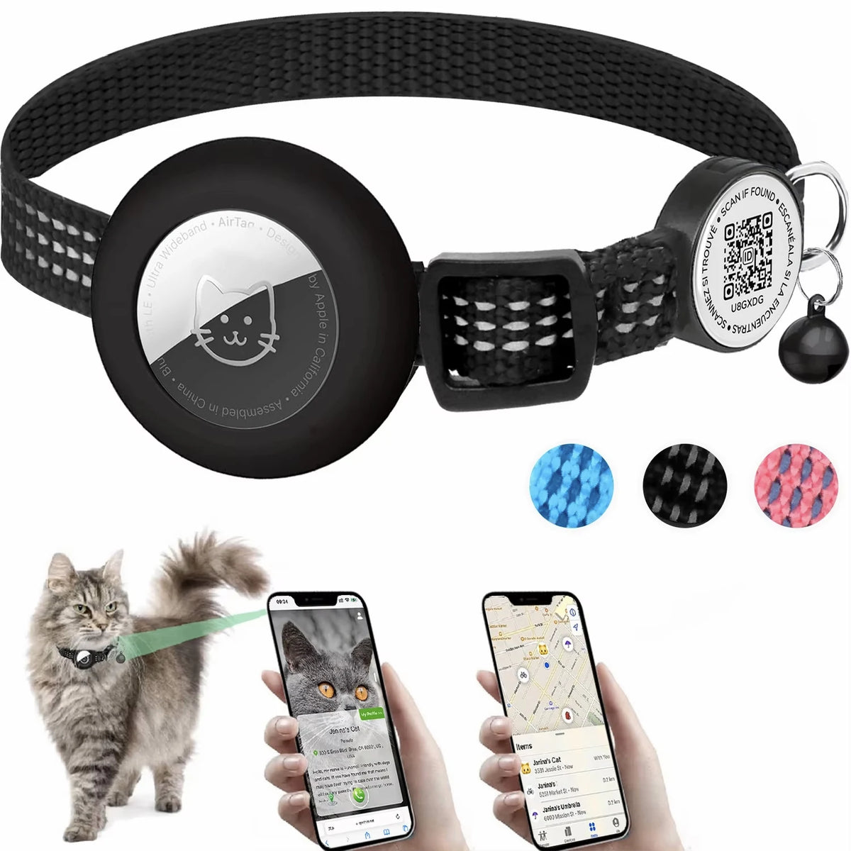 HappyPaws – Reflective Cat Collar with AirTag Holder