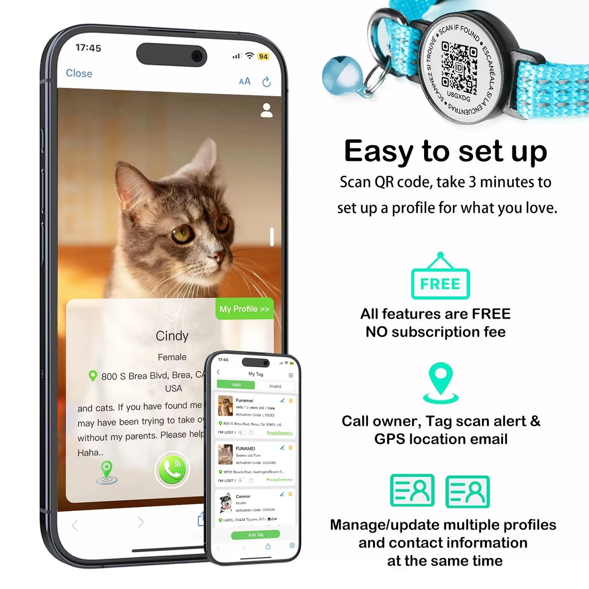 HappyPaws – Reflective Cat Collar with AirTag Holder