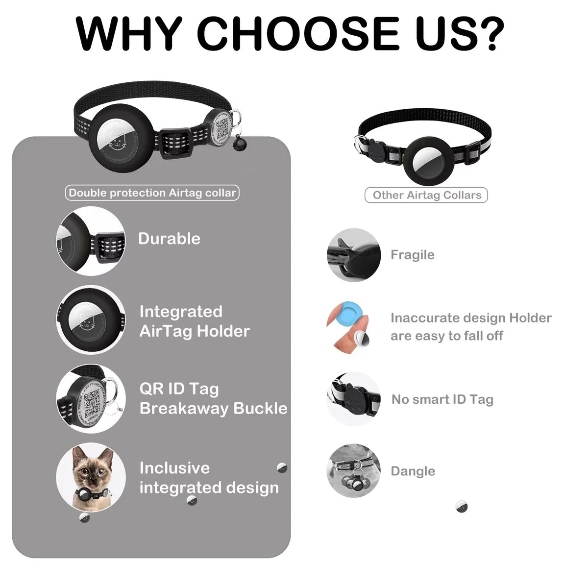 HappyPaws – Reflective Cat Collar with AirTag Holder
