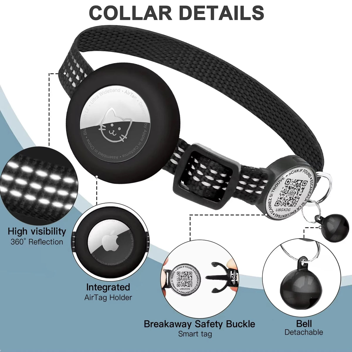 HappyPaws – Reflective Cat Collar with AirTag Holder